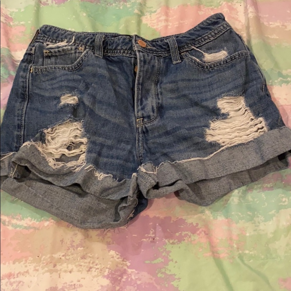 Hollister high waisted ripped jean shorts